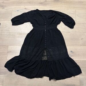 Chic Black Button-Down Dress/Cover Up